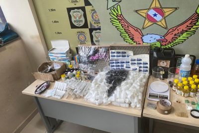 notícia: Polícia Civil prende, em Belém, dupla responsável por laboratório clandestino para fabricação de anabolizantes 