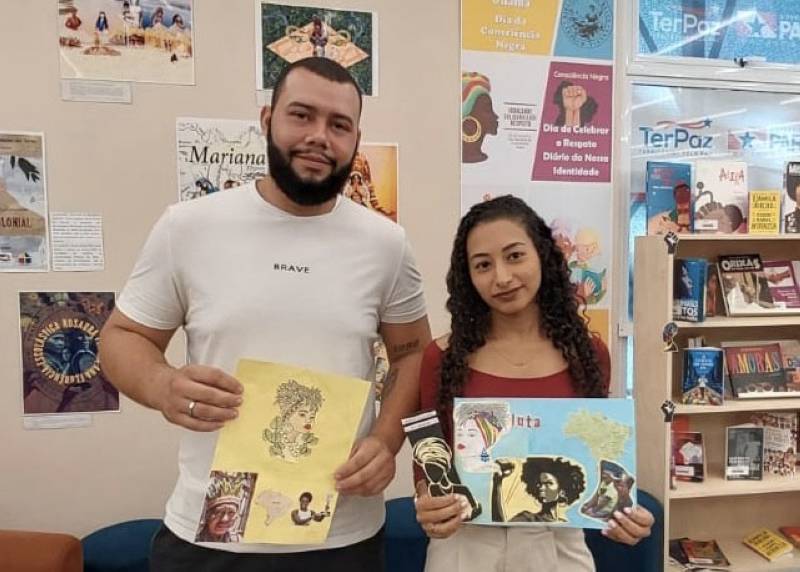 Ranielly Pereira e o noivo, conheceram o espaço da UsiPaz pela primeira vez
