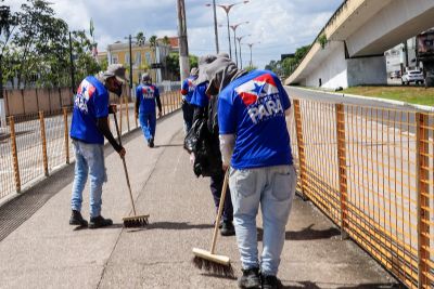 notícia: Avenida Almirante Barroso recebe serviços da ação de limpeza