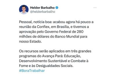 notícia: Cooperação com a União garante mais de 280 milhões de dólares para o "Avança Pará"