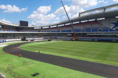 notícia: Obras da nova pista de atletismo do Novo Mangueirão avançam para fase final