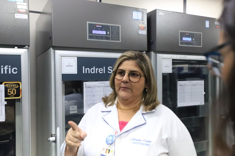 Adriana Pimenta, gerente de Distribuição de Produtos Hemoterápicos do Hemopa <div class='credito_fotos'>Foto: Bruno Cruz / Agência Pará | <a href='/midias/2024/originais/18456_75e43343-c567-901f-fdc9-e9e0c3a6ae07.jpg' download><i class='fa-solid fa-download'></i> Download</a></div>