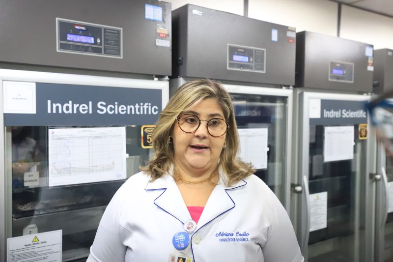 Adriana Pimenta, gerente de Distribuição de Produtos Hemoterápicos do Hemopa <div class='credito_fotos'>Foto: Bruno Cruz / Agência Pará | <a href='/midias/2024/originais/18456_e52a099c-f14e-d86d-4a60-098bbf687335.jpg' download><i class='fa-solid fa-download'></i> Download</a></div>