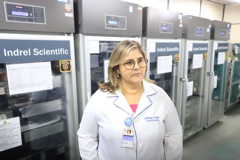 Adriana Pimenta, gerente de Distribuição de Produtos Hemoterápicos do Hemopa <div class='credito_fotos'>Foto: Bruno Cruz / Agência Pará | <a href='/midias/2024/originais/18456_fa0c7c57-1950-9257-f14c-563dd5b22b43.jpg' download><i class='fa-solid fa-download'></i> Download</a></div>