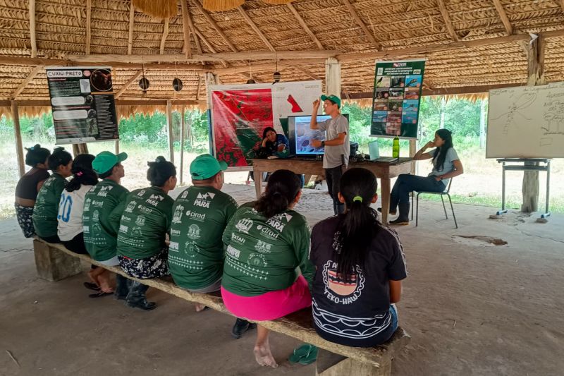 Matéria - Formação de agentes agroflorestais avança na Terra Indígena Alto Rio Guamá com foco em sustentabilidade
Fotos: DGBio/IDEFLOR-Bio/Divulgação
<div class='credito_fotos'>Foto: ASCOM / IDEFLOR-BIO | <a href='/midias/2024/originais/20801_c1472b31-1913-7c39-cfa8-07f4b63cbcbe.jpg' download><i class='fa-solid fa-download'></i> Download</a></div>