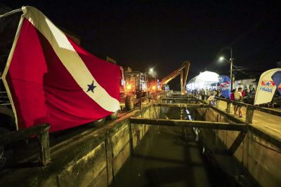 notícia: Estado executa obras de macrodrenagem no canal do Bengui e Marambaia