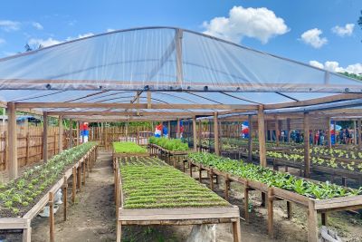notícia: Em Santa Bárbara do Pará, Seaster entrega Horta Social e posto do Sine