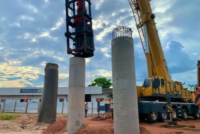 notícia: Pilares do viaduto da Avenida Independência com a BR-316 passam por testes de carga