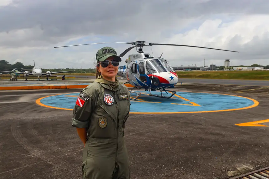 Cybelle Mota
EPC ( escrivã de polícia)
Piloto de helicóptero 
46 anos <div class='credito_fotos'>Foto: Bruno Cruz / Agência Pará   |   <a href='/midias/2025/originais/20250228125819-GF00023128-F00381996.webp' download><i class='fa-solid fa-download'></i> Download</a></div>