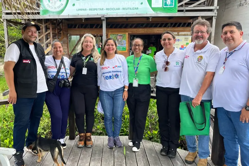 equipe Adepará e Ideflor-Bio em ação conjunta na Ponta da Sofia