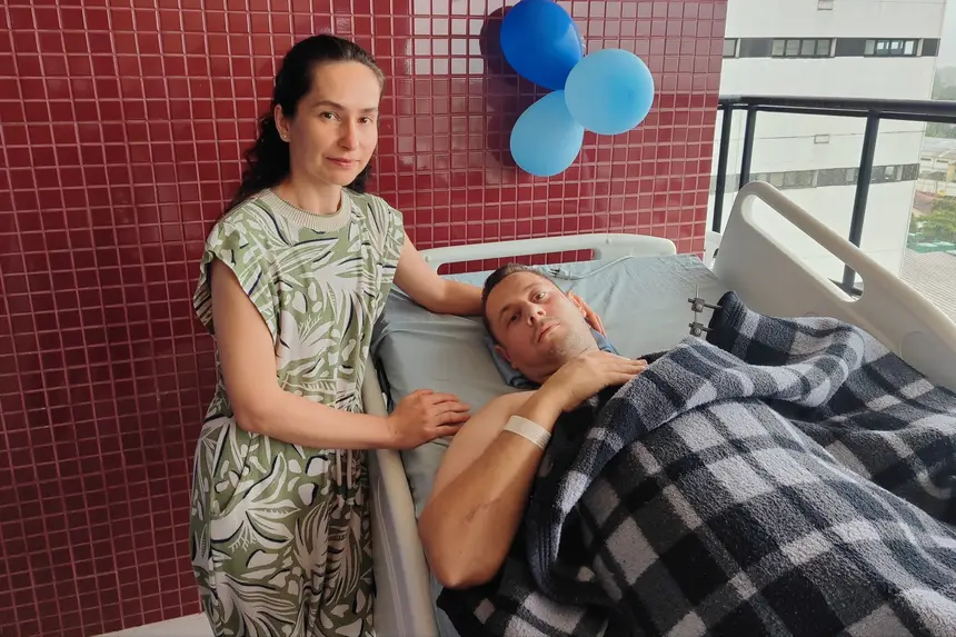 Paciente comemorando seu aniversário no hospital