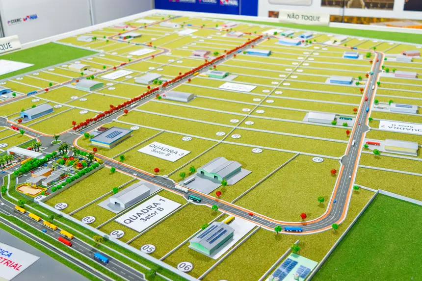 Maquete ilustrando os lotes do Condomínio Industrial de Castanhal