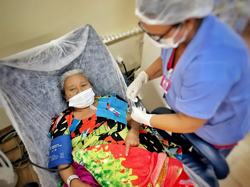 A indígena Domingas Tembé destacou o cuidado humanizado e o acolhimento da equipe do Hospital Abelardo Santos