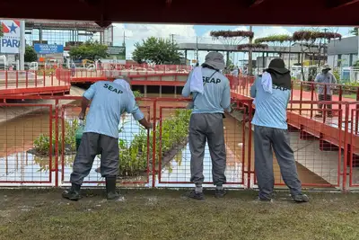 notícia: Custodiados realizam limpeza em área do Parque Linear da Nova Doca, em Belém