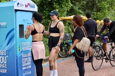 notícia: Pontos gratuitos de hidratação asseguram bem-estar em parques públicos de Belém