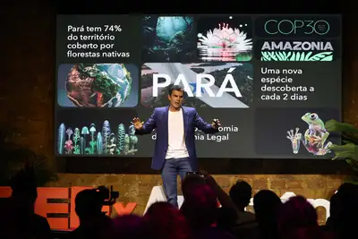 notícia: Helder Barbalho apresenta Vale Bioamazônico de Tecnologia em palestra no TEDx Amazônia