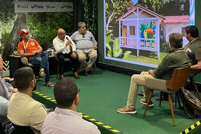 notícia: Projeto do Governo do Pará de casas ecológicas com tijolo de caroço de açaí é apresentado na COP 30