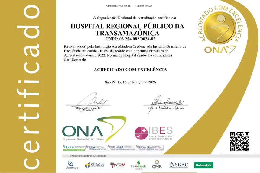 Certificado ONA de Acreditação de Excelência