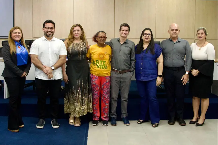 Integrantes da mesa de abertura do 2º Seminário de Vigilância do Vírus Linfotrópico de Células T Humana (HTLV) no Pará
