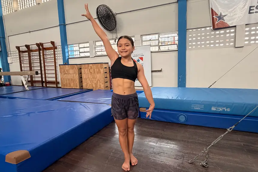 Ginasta Sofia Almeida, sonha em chegar na Seleção Brasileira.
