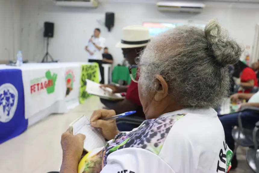 Dona Maria do Boiadeiro, agricultora familiar, participando da 25ª CLPI em Altamira.