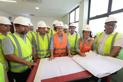 notícia: Vice-governadora Hana Ghassan visita obra do Hospital Materno Infantil de Santarém e destaca outros investimentos em saúde no município