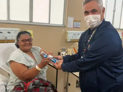 notícia: Pacientes do Hospital Galileu participam de ação educativa sobre saúde bucal
