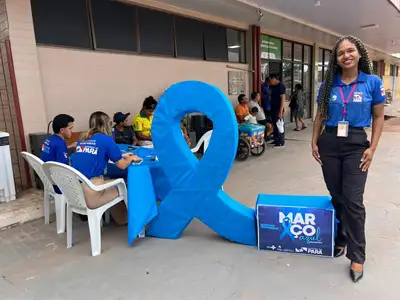 notícia: Hospital Geral de Tailândia promove ação de agendamento de colonoscopia durante campanha Março Azul-Marinho