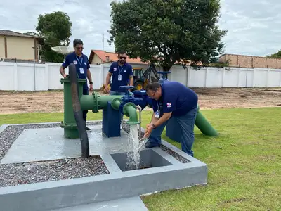 notícia: Presidência da Cosanpa realiza visita técnica às obras do sistema de abastecimento de água de Alter do Chão