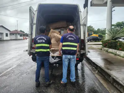notícia: Equipe da Sefa em Cachoeira do Piriá apreende 1.160 peças de vestuário e acessórios