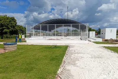 notícia: Obra da Praça da Juventude de Breu Branco entra na reta final