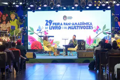 galeria: Feira do Livro -_SECULT — Vozes dos Escritores Paraenses_— Bate-papo com Airton Souza (PA) e Marcela Castro (PA)